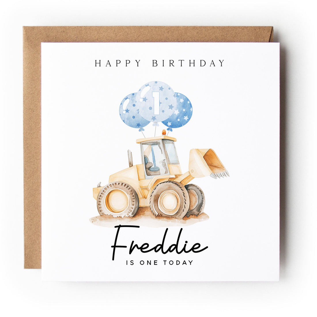 Personalised 1st Birthday Construction Digger Card