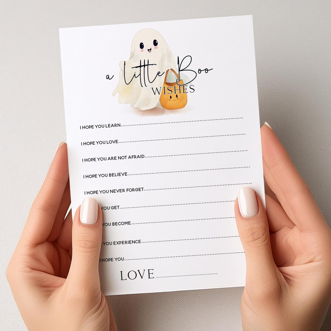 Ghost Theme Halloween Baby Shower Wishes For Baby Game Cards