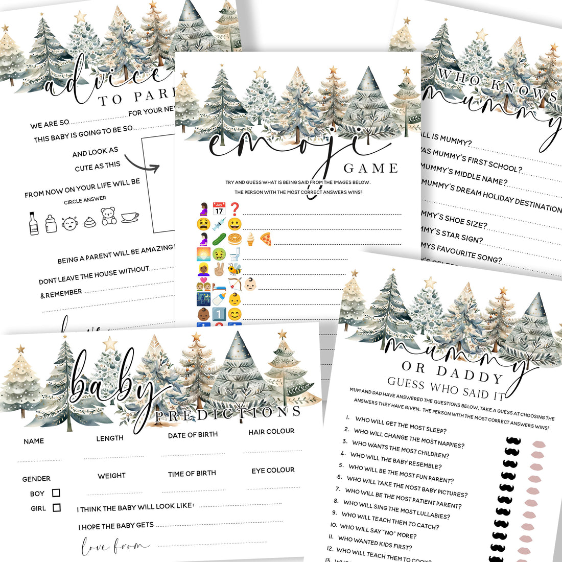 5 Games In 1 Christmas Winter Theme Bundle