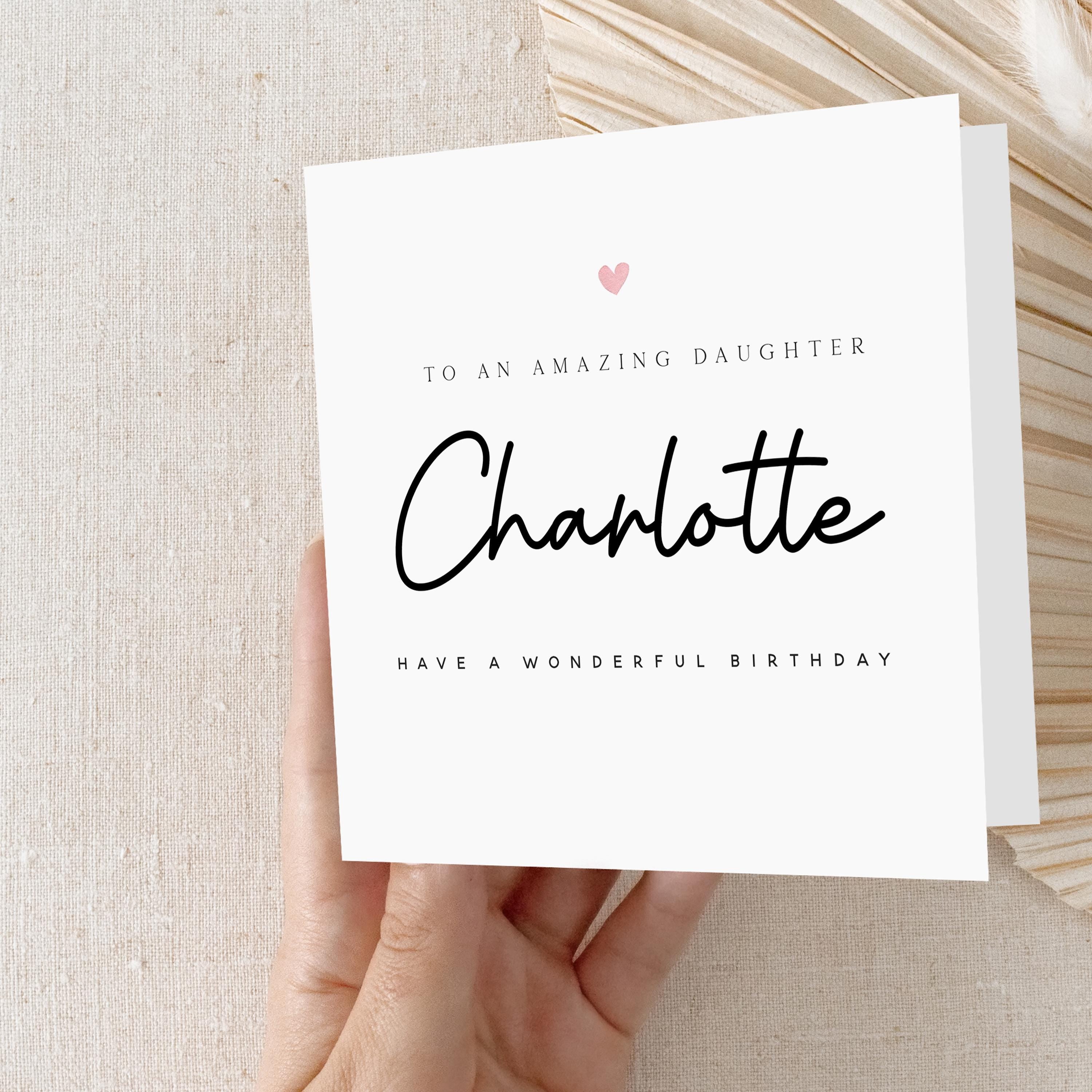 Birthday Card For Daughter, Personalised Birthday Card, Birthday Card For Her, Daughter Birthday Gift, Minimal Pink Heart-Kraft Envelope