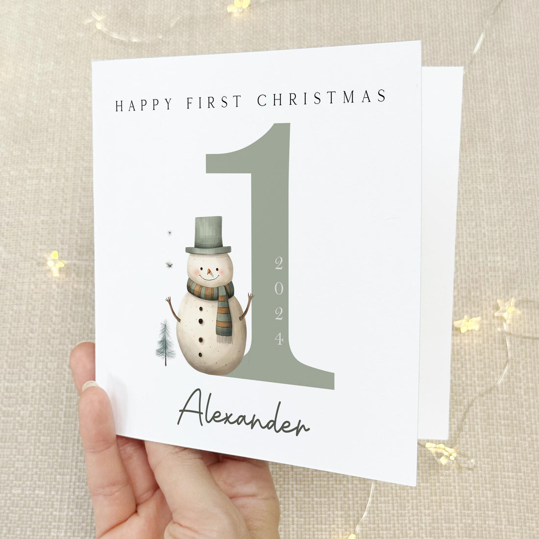 Personalised Snowman First Christmas Card