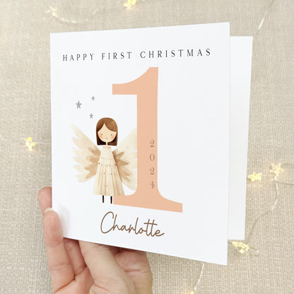 Personalised Angel First Christmas Card