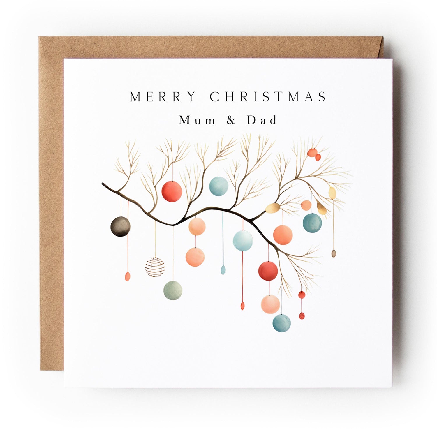 Baubles On branch Personalised Christmas Card