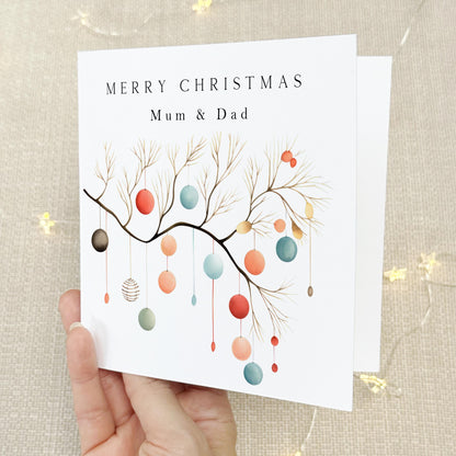 Baubles On branch Personalised Christmas Card