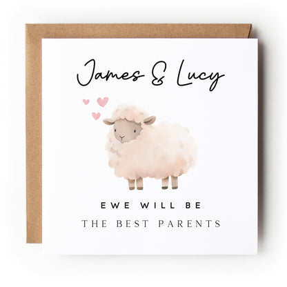 Cute Ewe Will Be The Best Parents Personalised New Parent Card