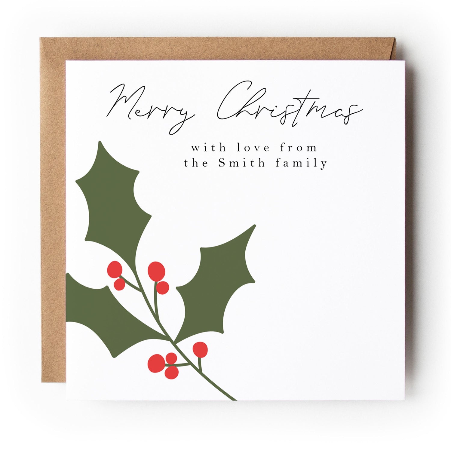 Personalised Holly Christmas Card