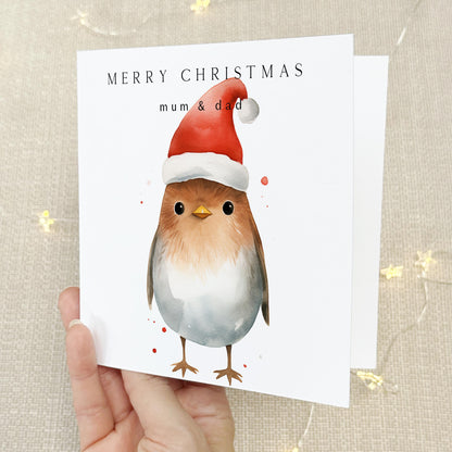 Personalised Christmas Card Robin Design