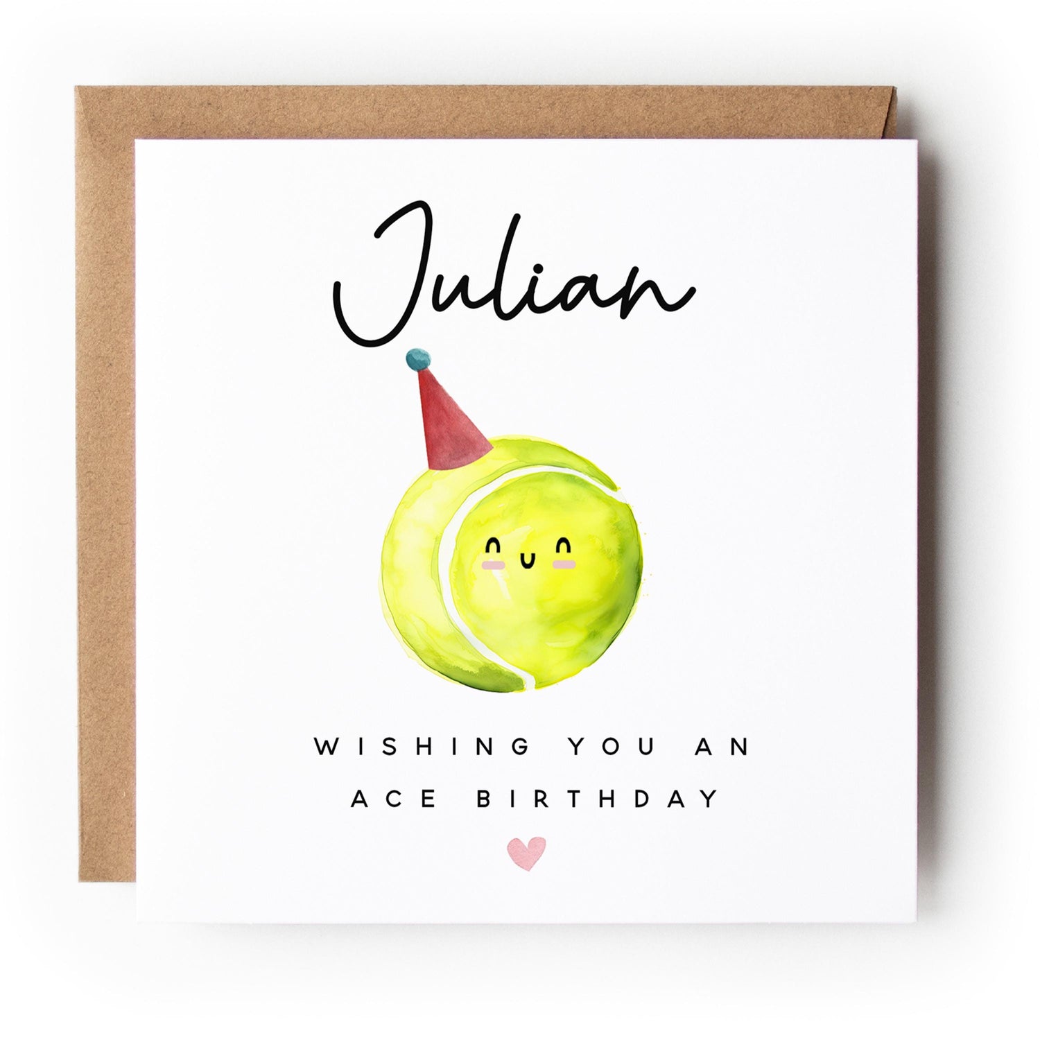 Personalised Birthday Card,Tennis Birthday Card Men, Women, Birthday Card For Husband,Dad, Wife,Mum,Birthday Gift,Tennis Card-Kraft Envelope