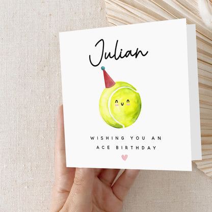Personalised Birthday Card,Tennis Birthday Card Men, Women, Birthday Card For Husband,Dad, Wife,Mum,Birthday Gift,Tennis Card-Kraft Envelope