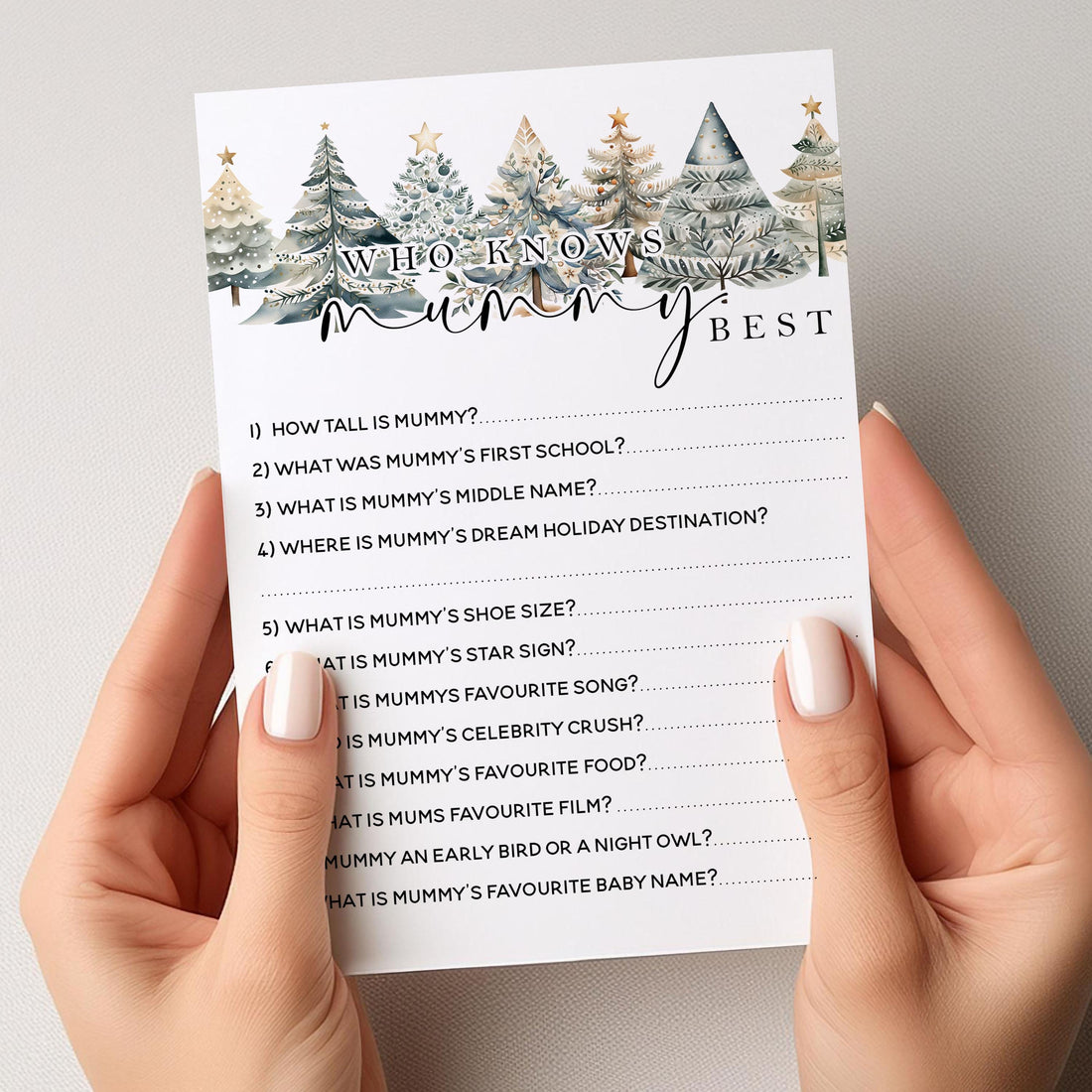 Winter Theme Who Knows Mummy Best Cards