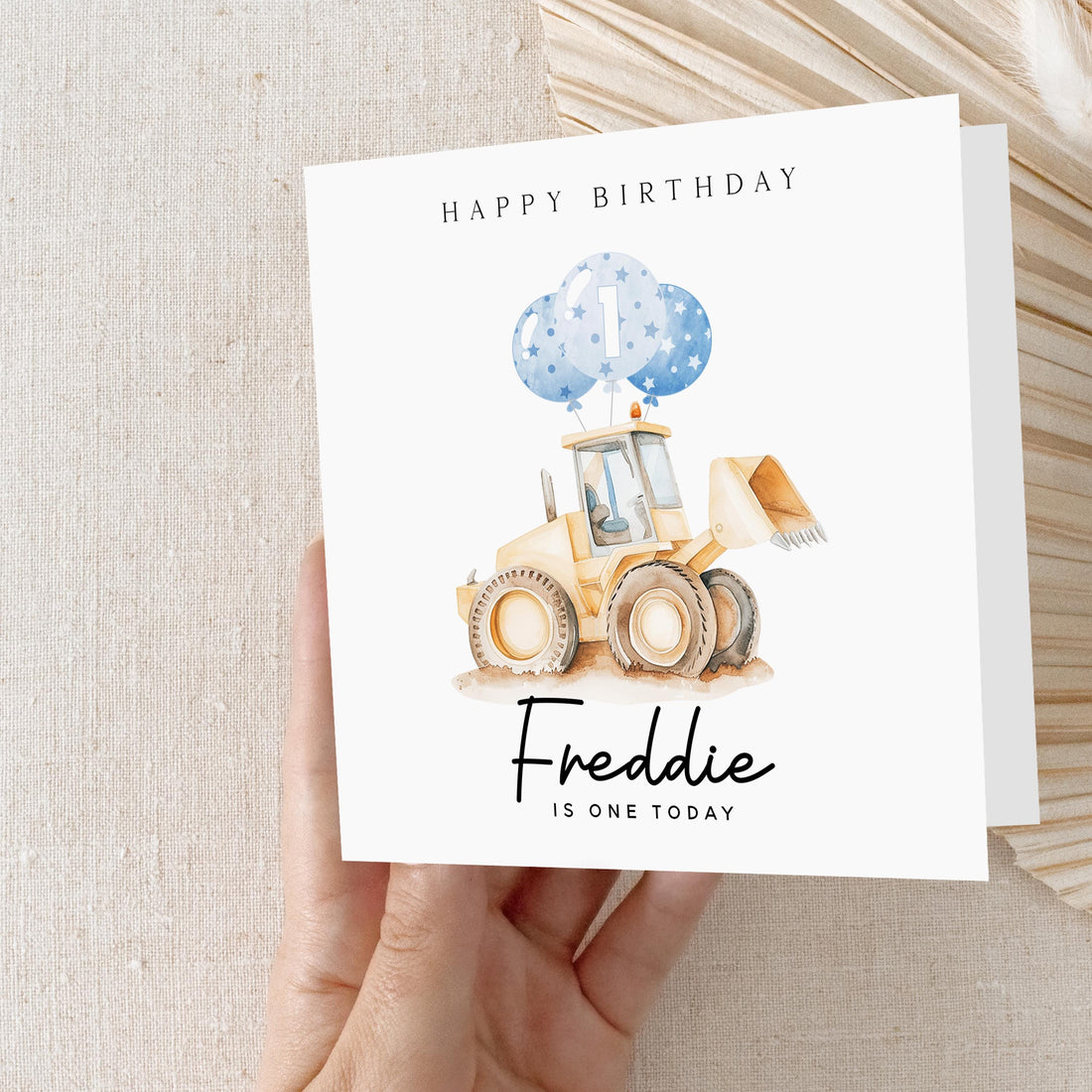 Personalised 1st Birthday Construction Digger Card