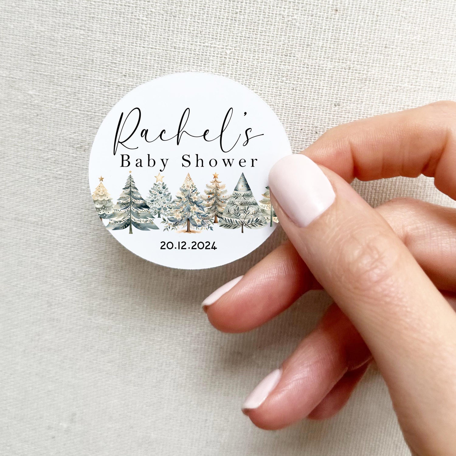 Personalised Winter Christmas baby shower stickers