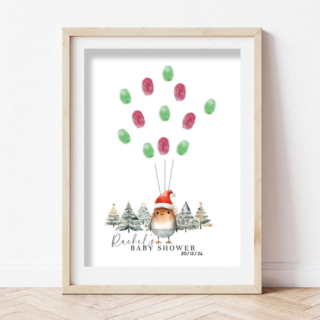 Baby Shower Fingerprint Tree A4