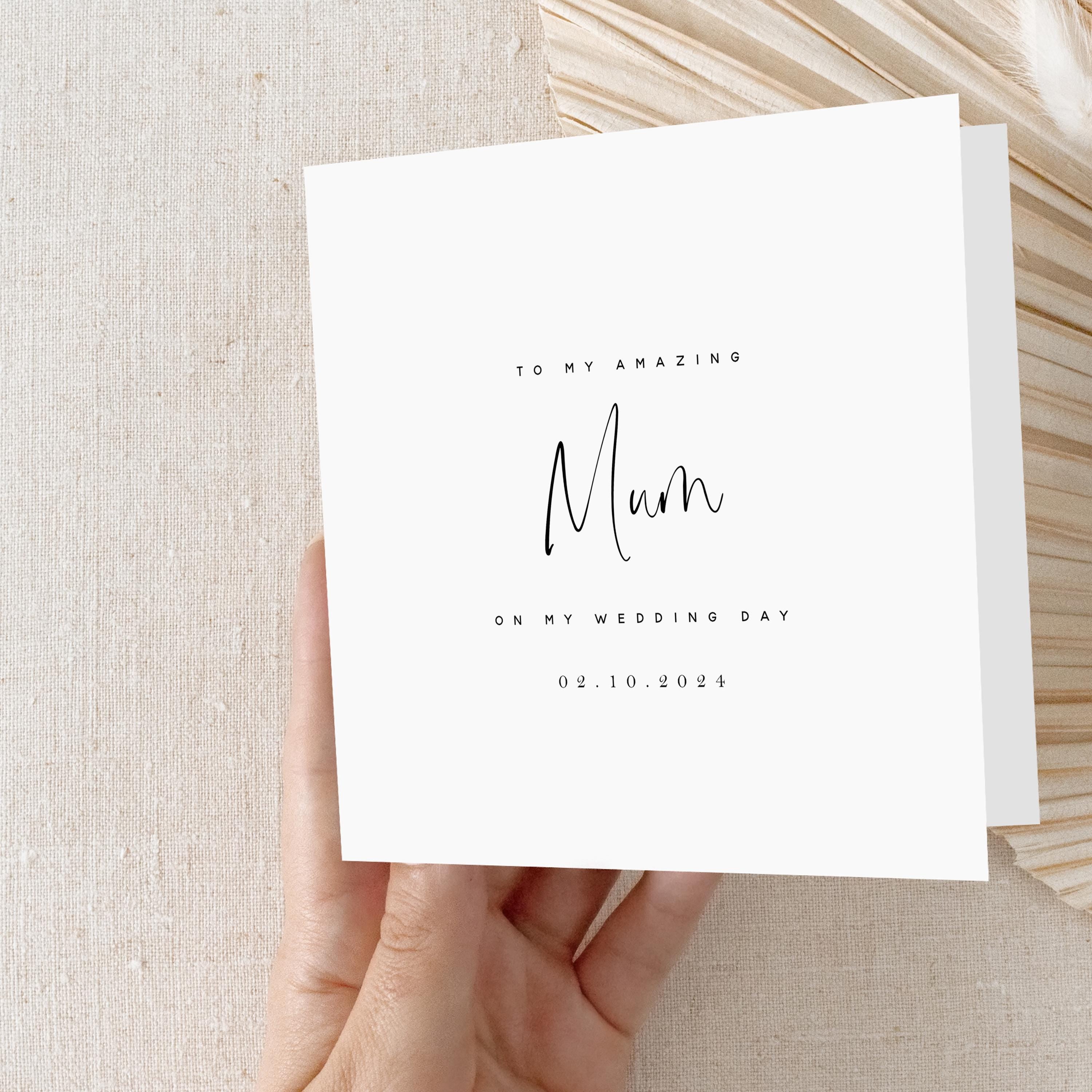 Personalised Wedding Card For Mum, Wedding Thank You Card, Mother Of The Bride Card, Wedding Day Keepsake Gift 6 x 6 Card, Kraft Envelope