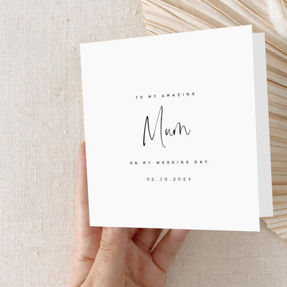 Personalised Wedding Card For Mum, Wedding Thank You Card, Mother Of The Bride Card, Wedding Day Keepsake Gift 6 x 6 Card, Kraft Envelope