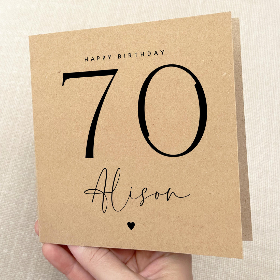 Personalised 70th Kraft Birthday Card