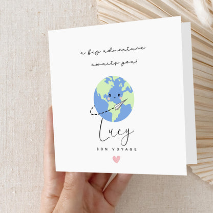 Personalised Good Luck Card-Travelling Card-Gap Year Card-Bon Voage-Safe Travels-Card For Son- Card For Daughter-Kraft Envelope Included