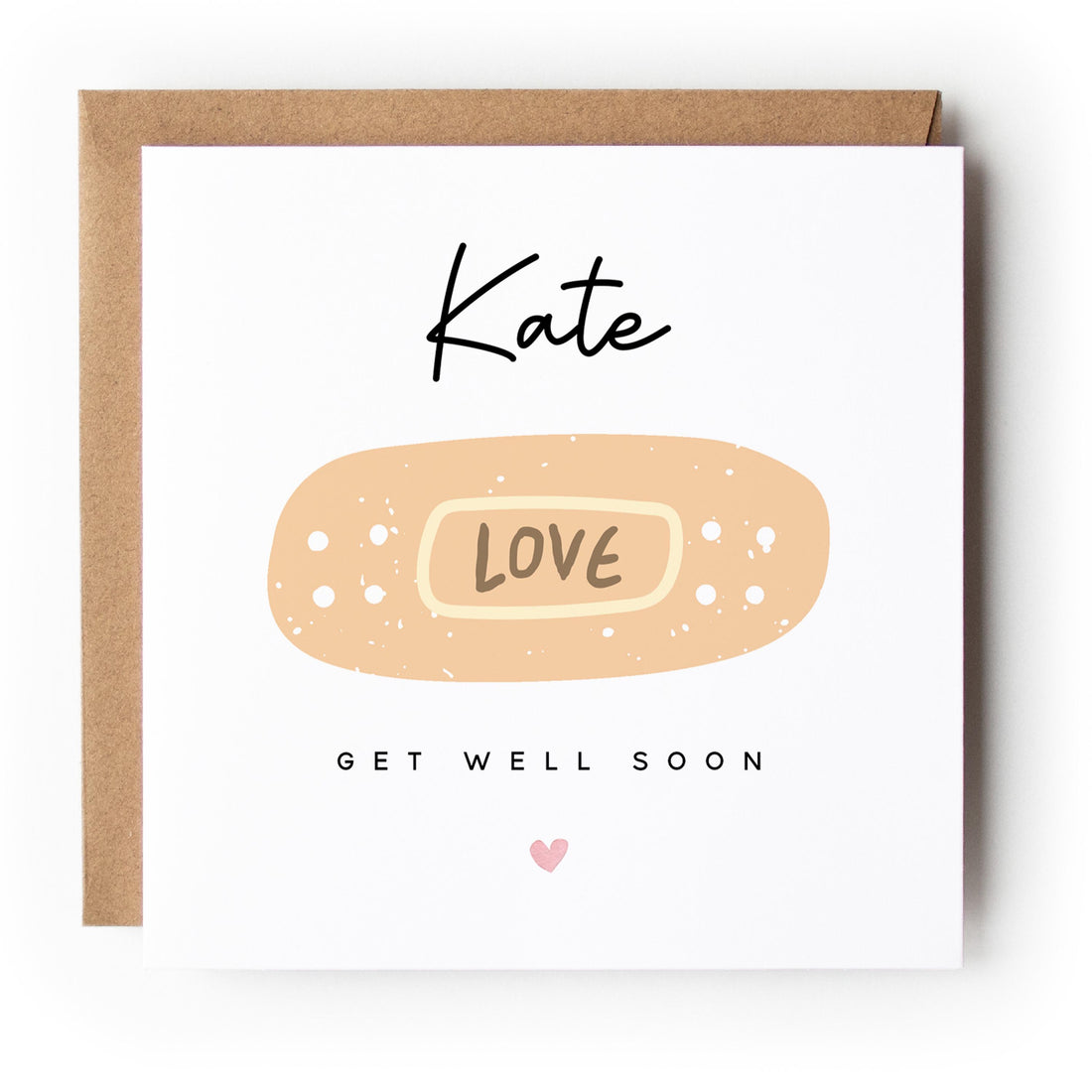 Personalised Get Well Soon Card, Feel better Soon, Thinking Of You Card, Card For Friend, Mum, Dad, Family, Loved One-Kraft Envelope