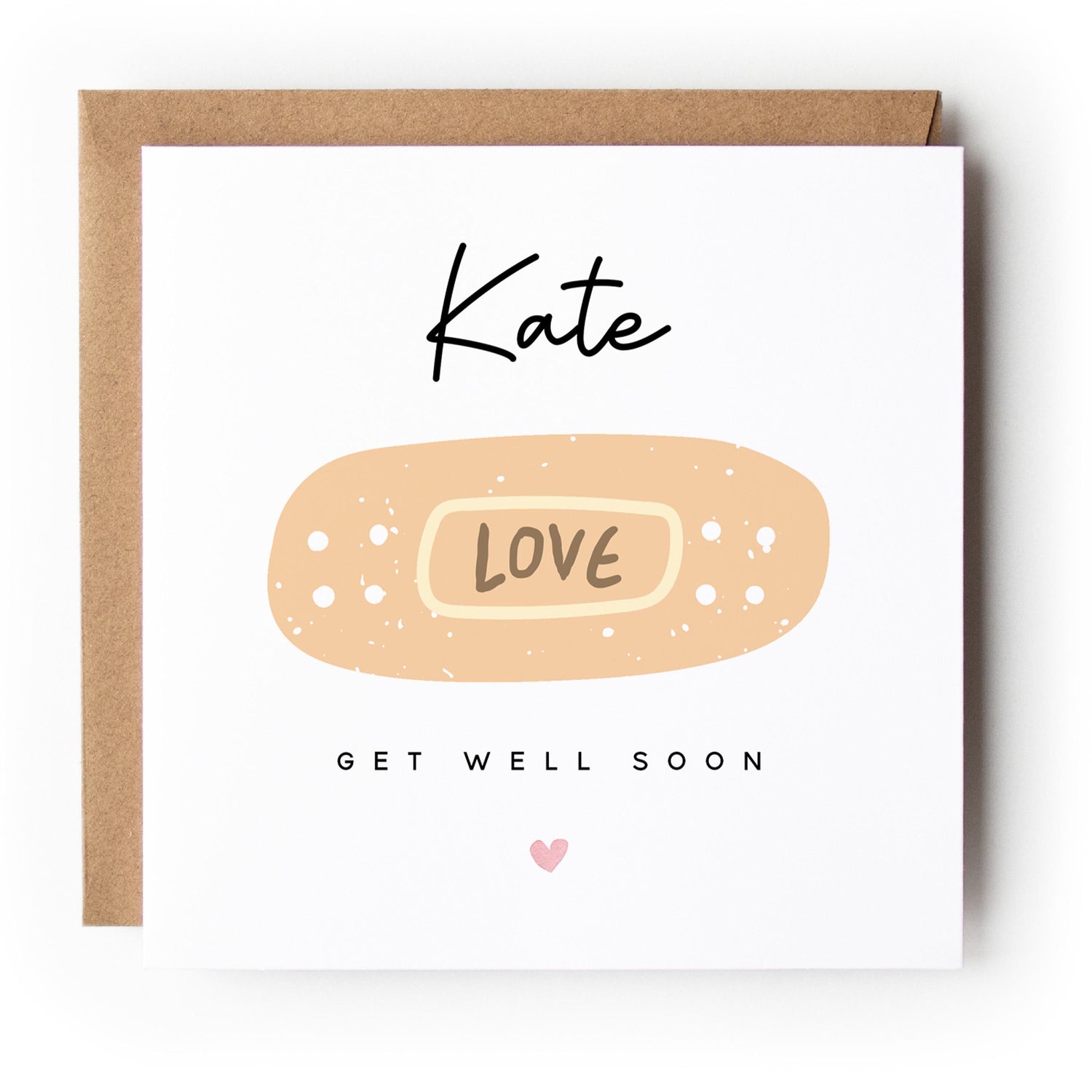 Personalised Get Well Soon Card, Feel better Soon, Thinking Of You Card, Card For Friend, Mum, Dad, Family, Loved One-Kraft Envelope