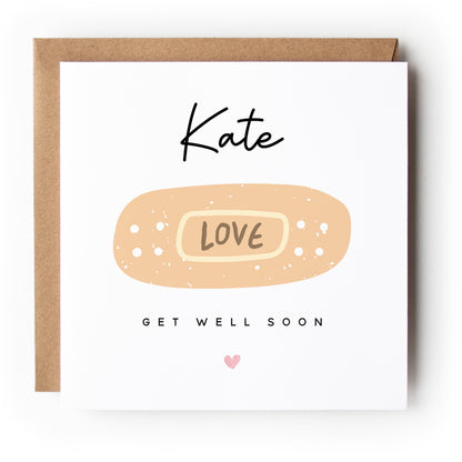 Personalised Get Well Soon Card, Feel better Soon, Thinking Of You Card, Card For Friend, Mum, Dad, Family, Loved One-Kraft Envelope