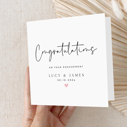 Personalised Engagement Card, Congratulations on Your Engagement, Engagement Keepsake Gift, Minimal Heart, 6 x 6 Card, Kraft Envelope