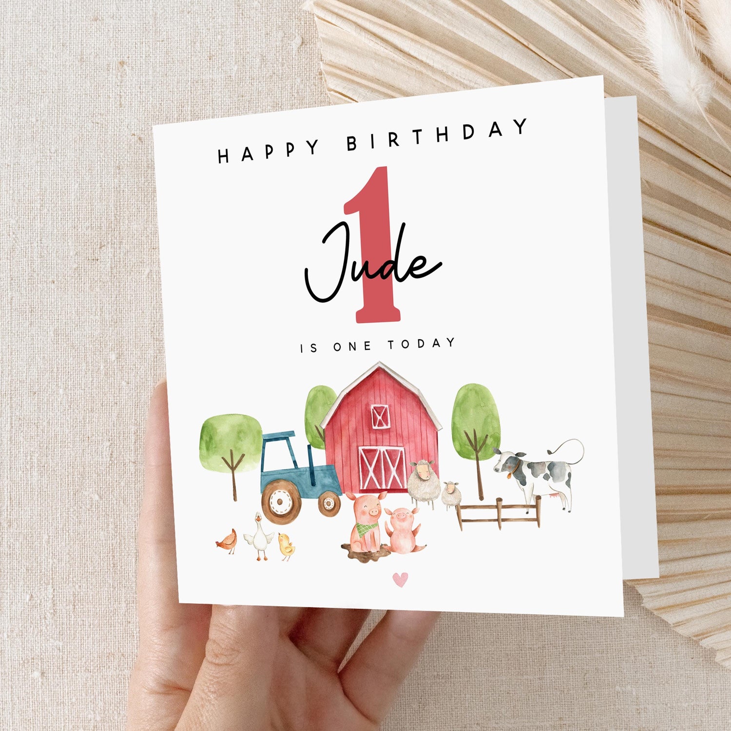 Personalised 1st Birthday Card, Special Milestone Card, First Birthday Card For Son, Nephew, Grandson ,One Year Old Birthday-Farm Animals