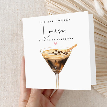 Personalised Birthday Card, Espresso Martini Card, Daughter, Granddaughter, Sister, Niece  Birthday Card, Kraft Envelope