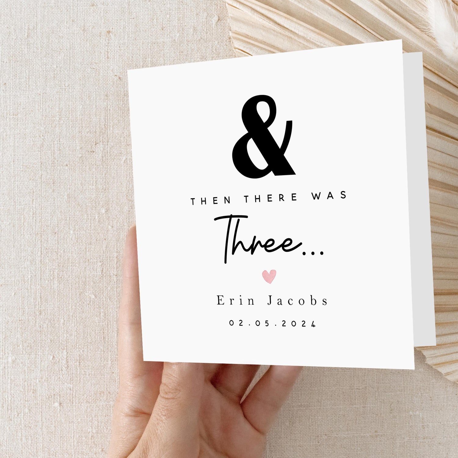 Personalised New Baby Card,Congratulations Card,New parent Card,And Then There Were Three, New Arrival Card,Newborn,With Kraft Envelope