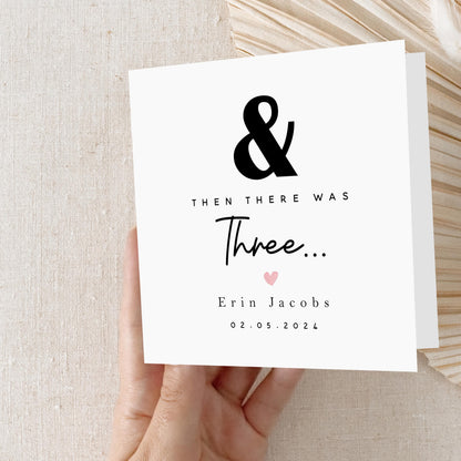 Personalised New Baby Card,Congratulations Card,New parent Card,And Then There Were Three, New Arrival Card,Newborn,With Kraft Envelope