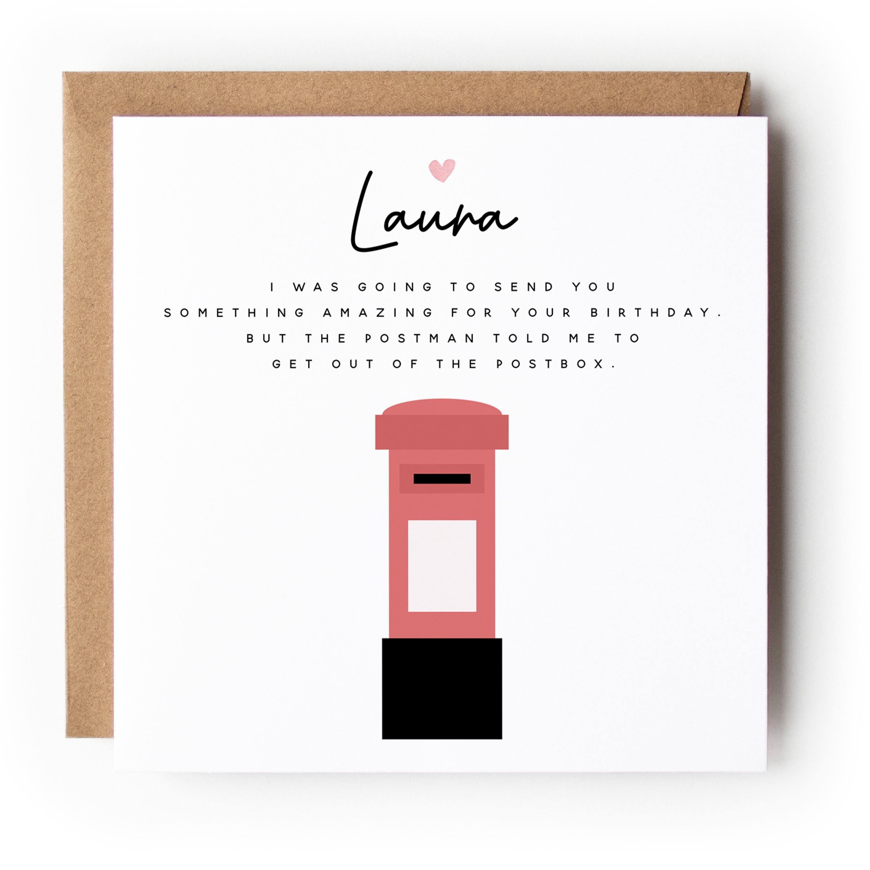 Funny Birthday Card-Happy Birthday Card-Card For Boyfriend, Girlfriend, Wife, Husband, Friend Card-Pun Card-Postbox, 6 x 6 inch-Kraft Card