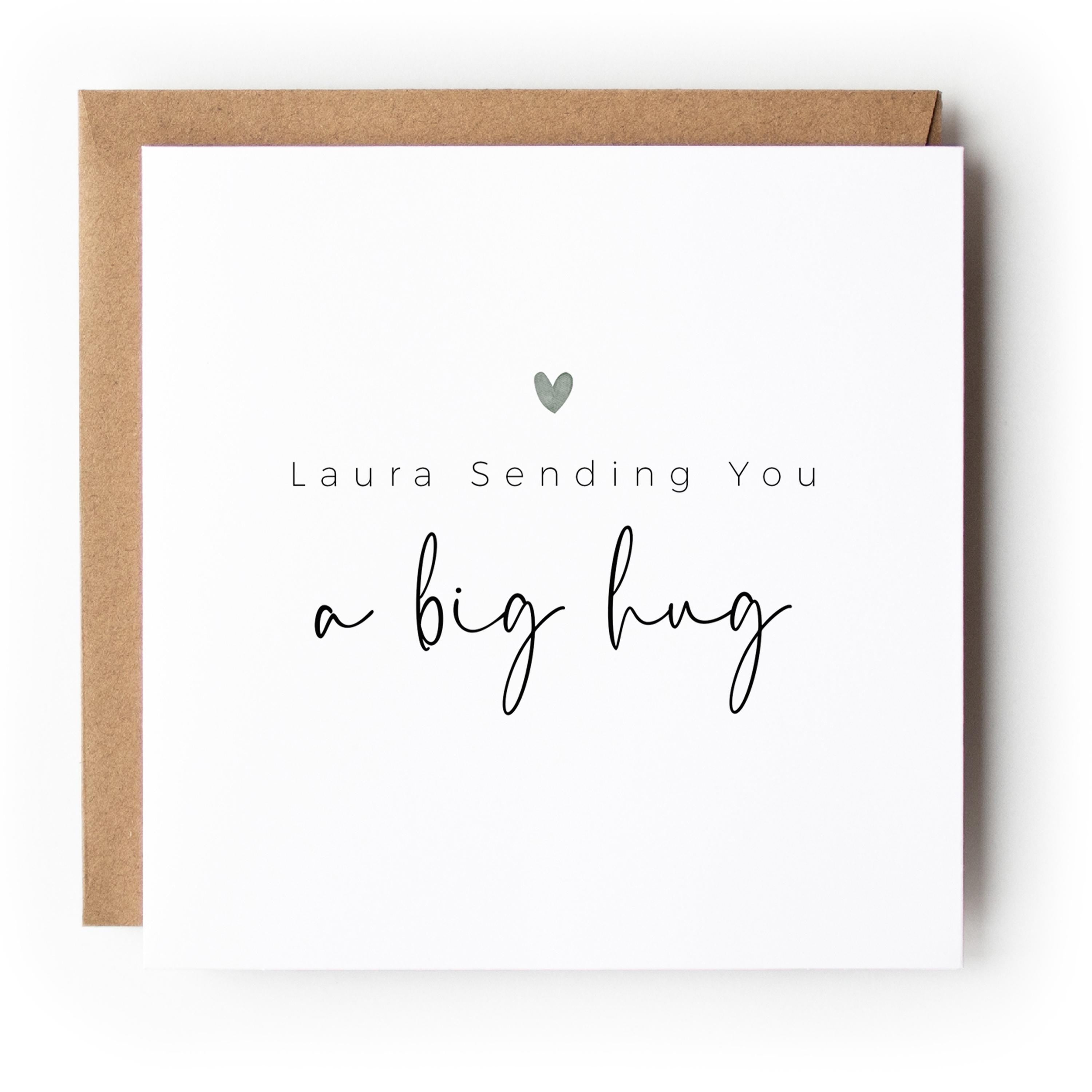 Personalised Sending You A Big Hug Card, Get Well Soon, Thinking Of You Card, Card For Friend, Mum, Dad, Family, Loved One-Kraft Envelope