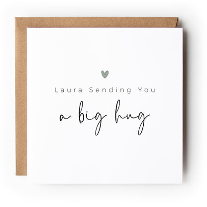Personalised Sending You A Big Hug Card, Get Well Soon, Thinking Of You Card, Card For Friend, Mum, Dad, Family, Loved One-Kraft Envelope