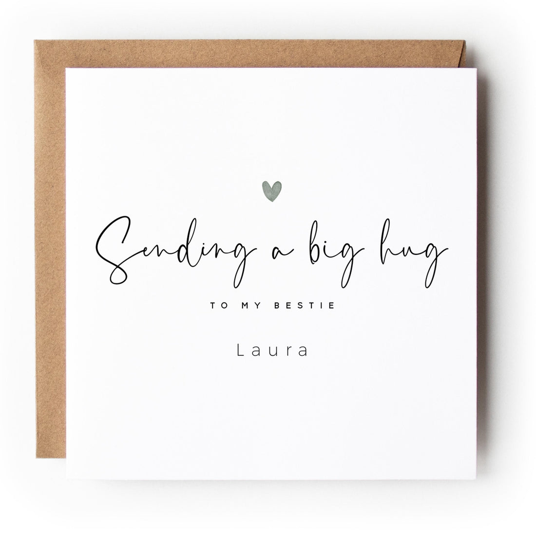 Personalised Sending You A Big Hug Card, Get Well Soon, Thinking Of You Card, Card For Best Friend, Bestie Card, Loved One-Kraft Envelope