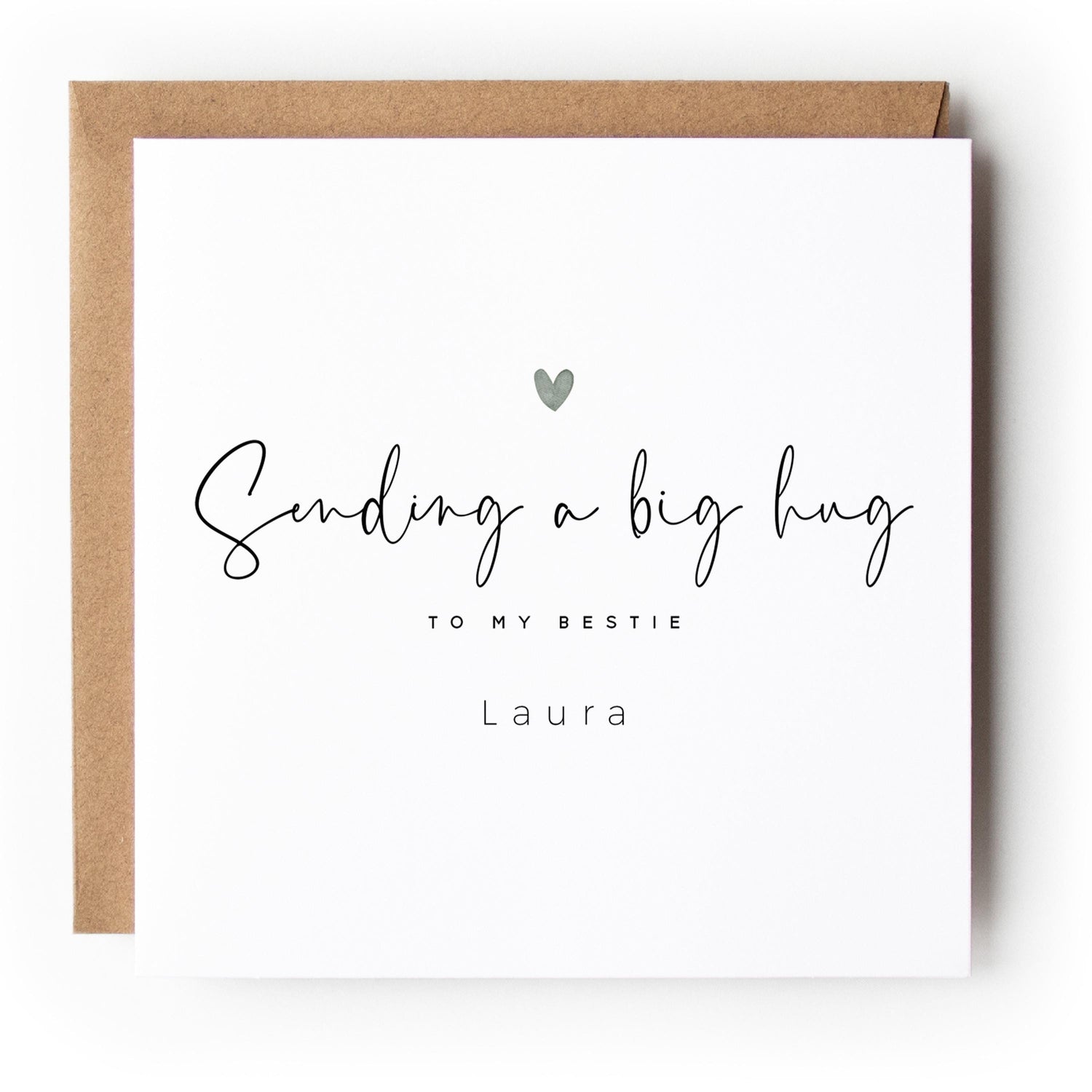Personalised Sending You A Big Hug Card, Get Well Soon, Thinking Of You Card, Card For Best Friend, Bestie Card, Loved One-Kraft Envelope