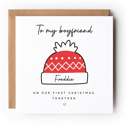 Personalised Boyfriend Christmas Card, Christmas Card For Boyfriend, Christmas Gift For Boyfriend, 1st Christmas Together, Kraft Envelope