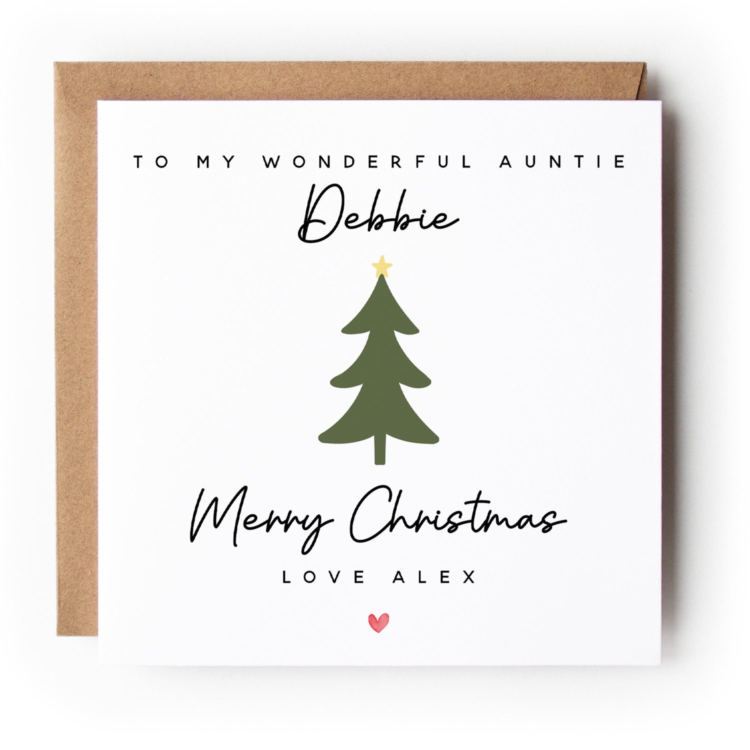 Auntie Christmas Card-Personalised Christmas Card-Christmas Card For Auntie-Aunt Christmas Card-Auntie Christmas Gift-Xmas Card Auntie-Tree