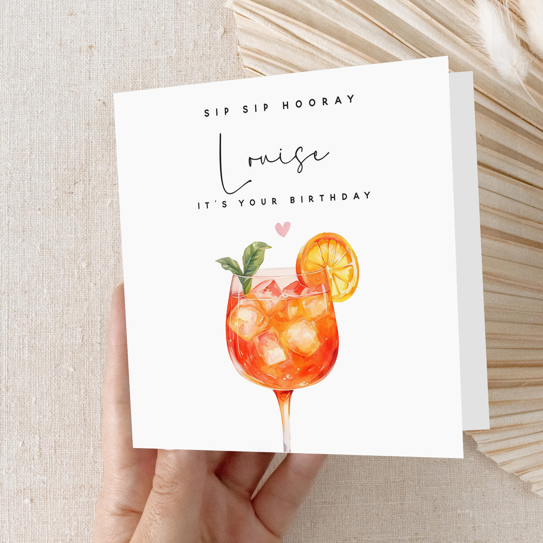 Personalised Birthday Card, Aperol Spritz Cocktail Card, Daughter, Granddaughter, Sister, Niece  Birthday Card, Kraft Envelope