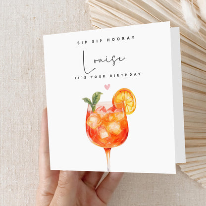 Personalised Birthday Card, Aperol Spritz Cocktail Card, Daughter, Granddaughter, Sister, Niece  Birthday Card, Kraft Envelope