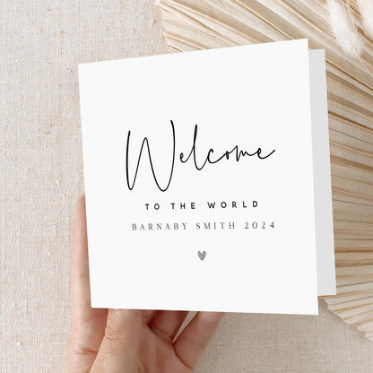 Personalised New Baby Card, Welcome To The World Card, Boy Or Girl, New Baby Card, Congratulations New Parents, Kraft Envelope Included