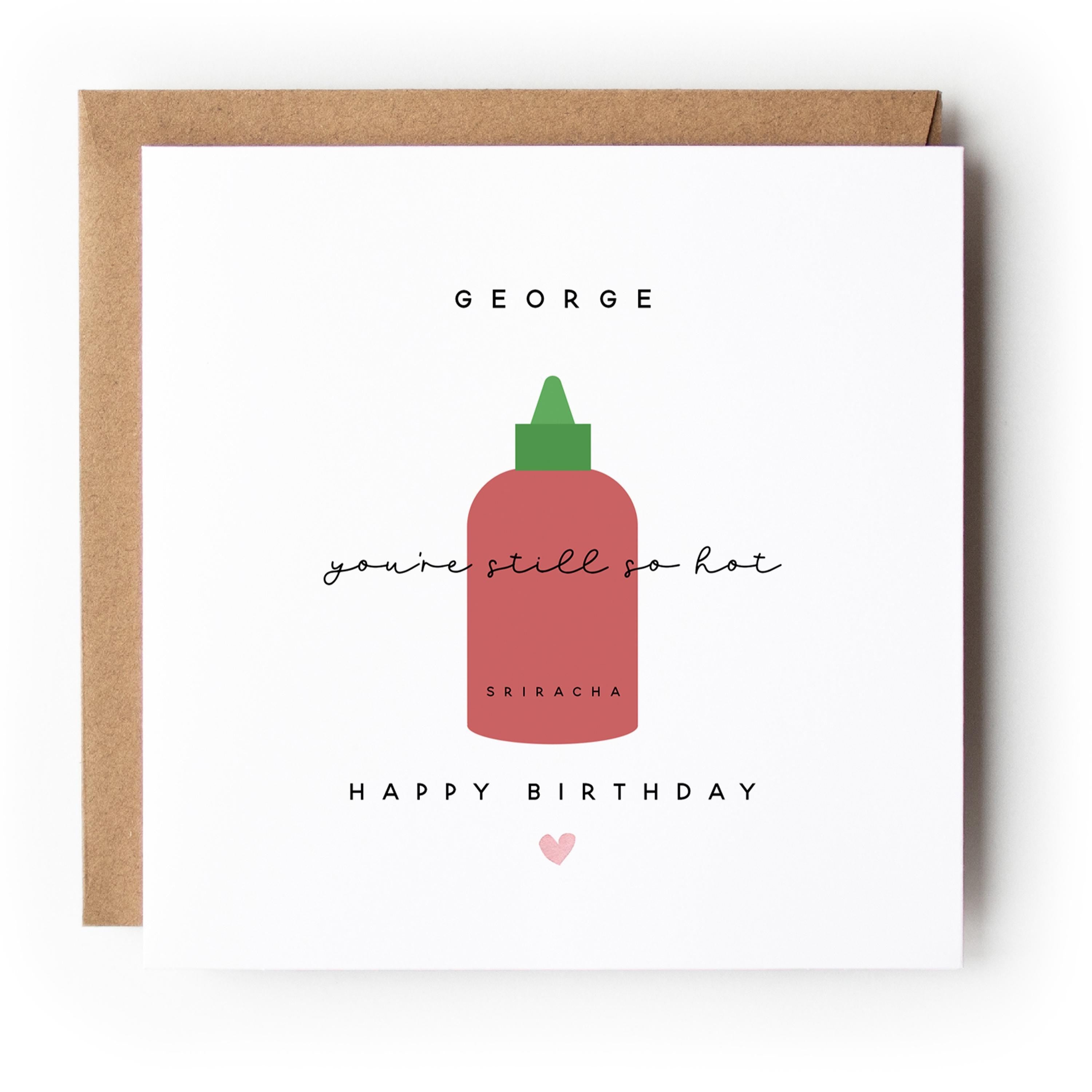Birthday Card-Personalised Hot Sauce Card- Boyfriend Girlfriend Wife Husband Card-Card For Other Half-Him Her-Kraft Envelope
