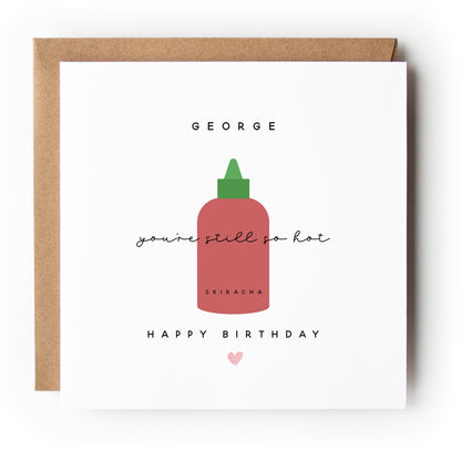 Birthday Card-Personalised Hot Sauce Card- Boyfriend Girlfriend Wife Husband Card-Card For Other Half-Him Her-Kraft Envelope
