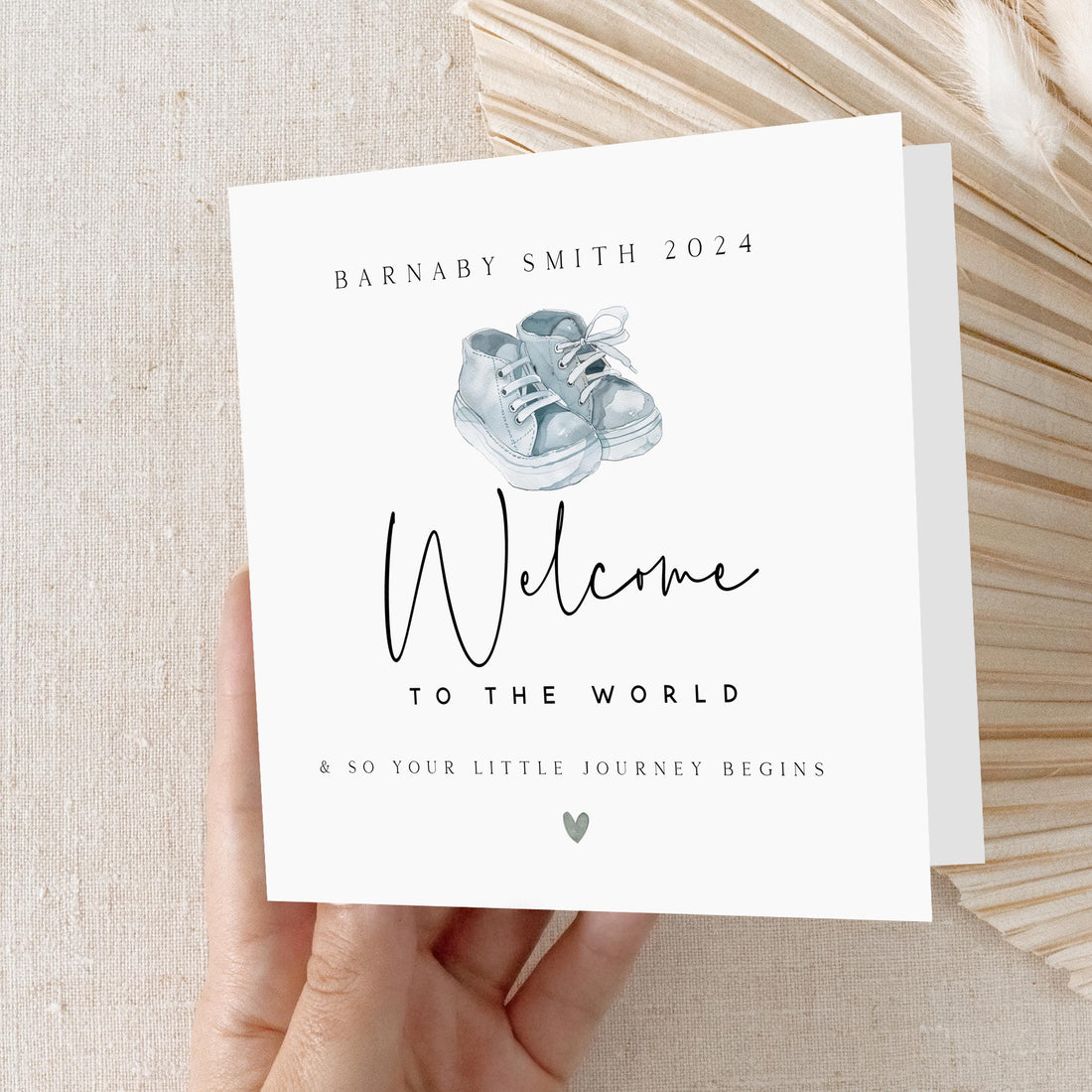 Personalised New Baby Boy Card, Welcome To The World Card, Newborn Boy, It&