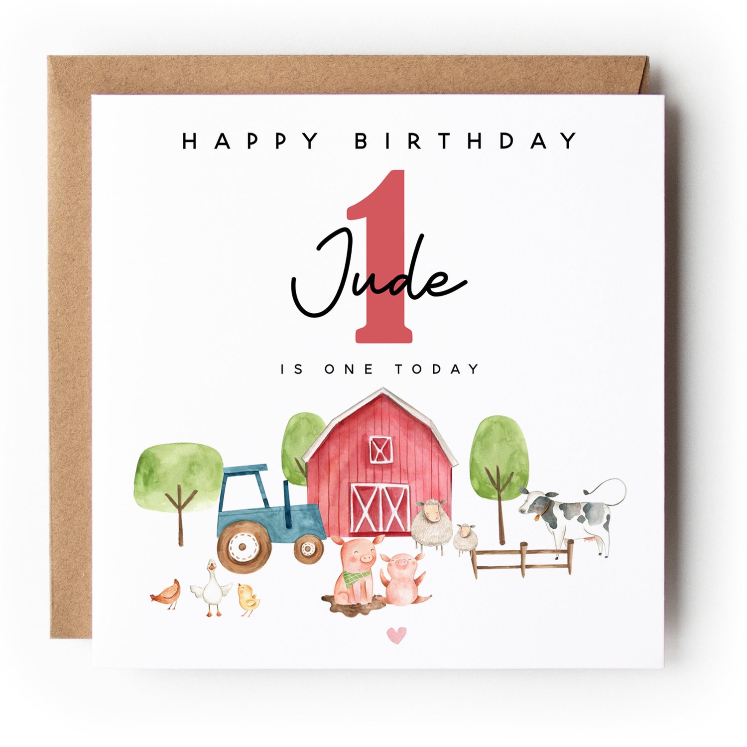 Personalised 1st Birthday Card, Special Milestone Card, First Birthday Card For Son, Nephew, Grandson ,One Year Old Birthday-Farm Animals