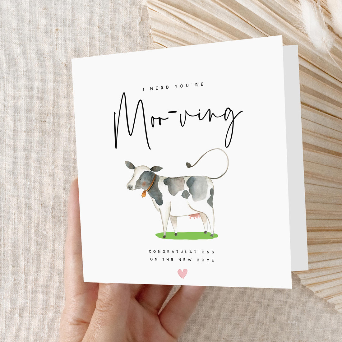 Personalised New Home Card-New Home Card-Moo-ving Day-Welcome New Home-First Home Card-Congratulations New Home Gift-Hand Made Home Card
