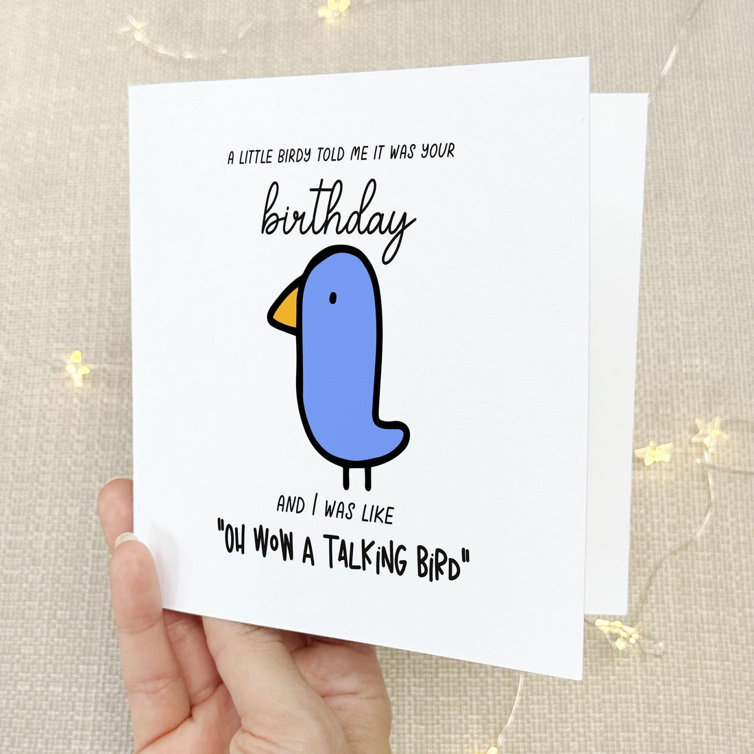 A Little Birdie Birthday Card, Friend Brother Sister Family Rude Happy Birthday Card, Funny Humorous 6 x 6 Card With Kraft Envelope