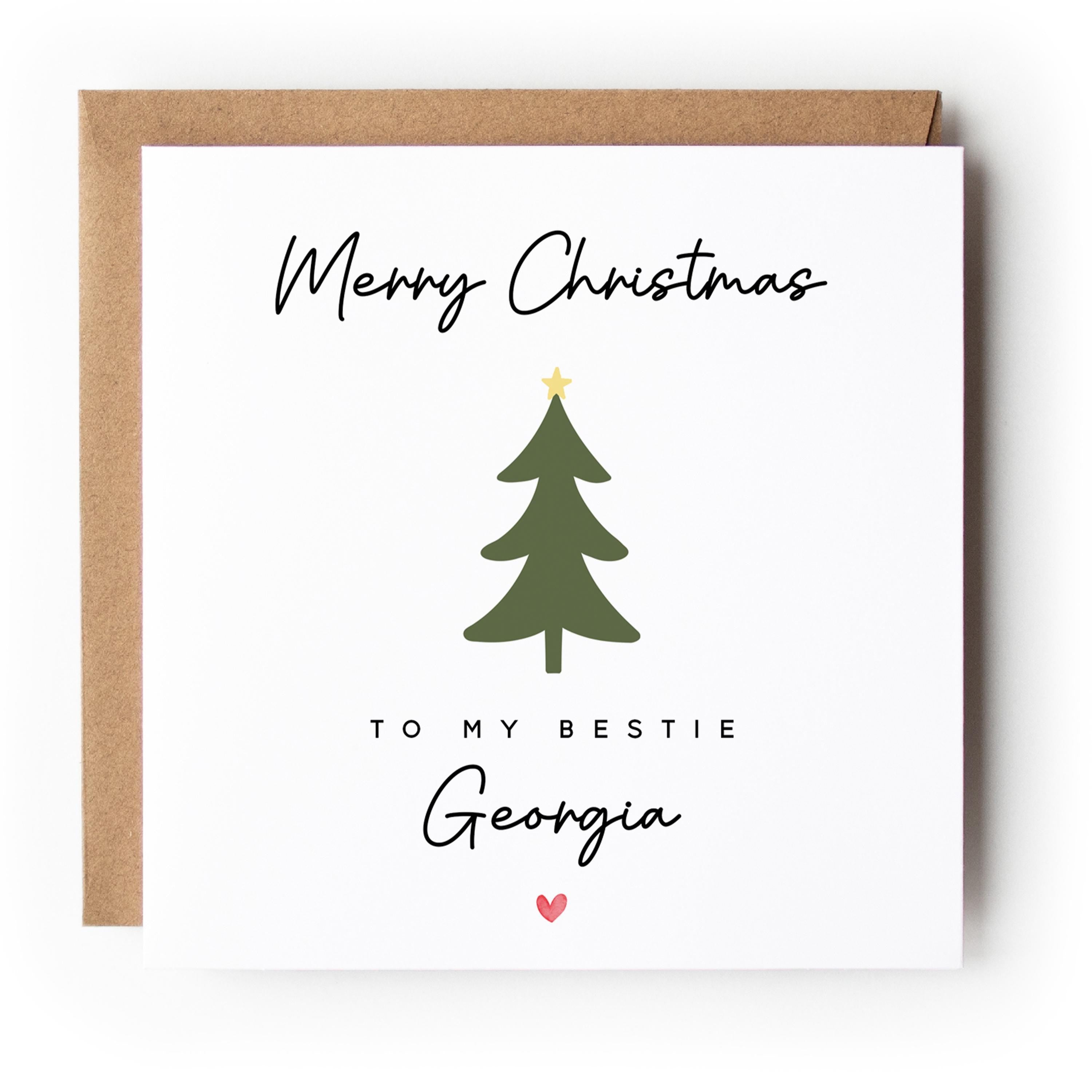 Bestie Christmas Card-Personalised Christmas Card For Best Friend-Christmas Tree Design-Christmas Gift For Best Friends-Christmas Greetings