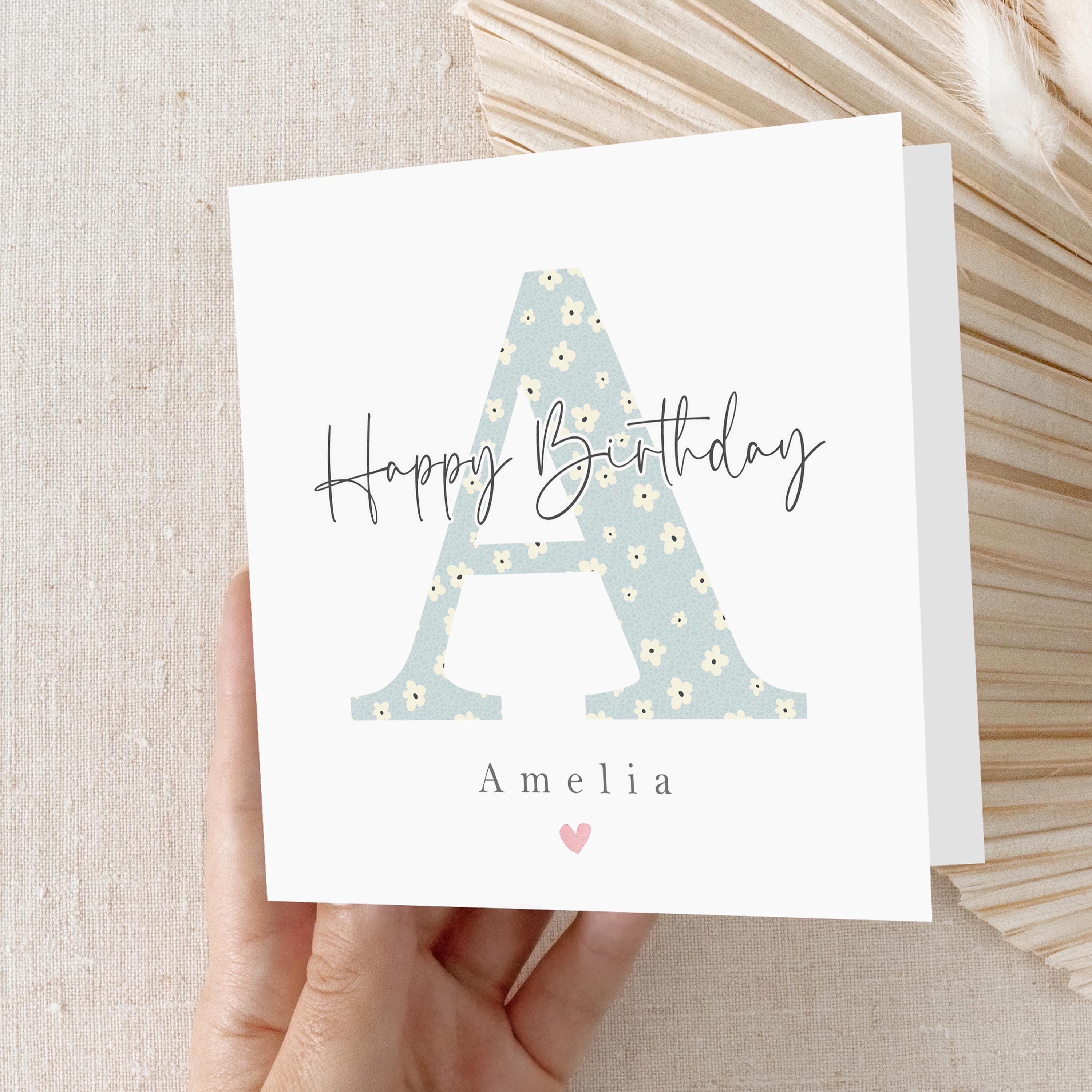 Girls Birthday Card, Personalised Birthday Cards, Birthday Gift, Daughter, Granddaughter, Niece Birthday Card, Ditsy,Kraft Envelope Included
