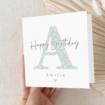 Girls Birthday Card, Personalised Birthday Cards, Birthday Gift, Daughter, Granddaughter, Niece Birthday Card, Ditsy,Kraft Envelope Included