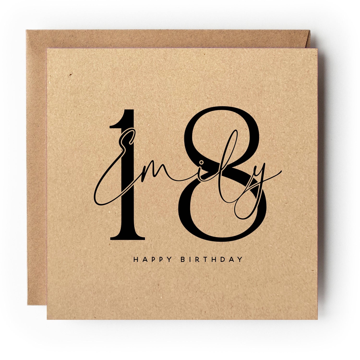 Personalised 18th Birthday Card, Special Milestone Birthday, Eighteenth,Daughter, Granddaughter, Sister, Niece Kraft Birthday Card, Kraft