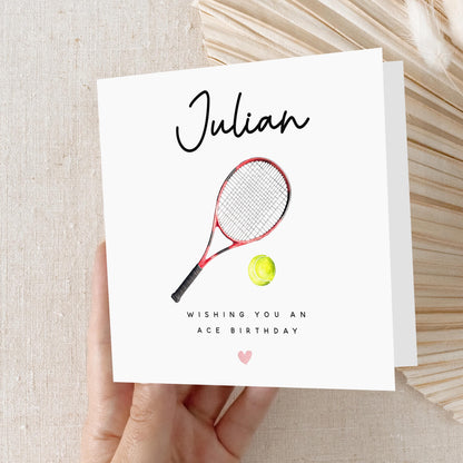 Personalised Birthday Card, Minimal Tennis Card Men, Women, Birthday Card For Husband,Dad, Wife,Mum,Birthday Gift,Tennis Card-Kraft Envelope